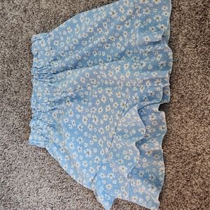 Floral Ruffle Hem A-Line Skirt